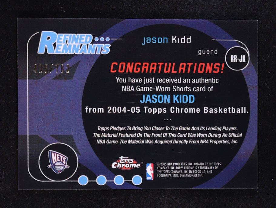 Jason Kidd 2004-05 Topps Chrome Refined Remnants #JK #425/782 at PristineAuction.com Jason Kidd 2004-05 Topps Chrome Refined Remnants #JK #425/782 at PristineAuction.com