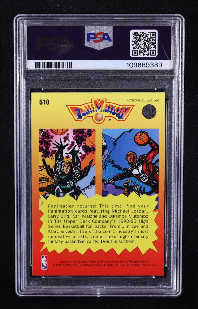 Larry Bird / Michael Jordan 1992-93 Upper Deck Fanimation #510 (PSA 8) at PristineAuction.com Larry Bird / Michael Jordan 1992-93 Upper Deck Fanimation #510 (PSA 8) at PristineAuction.com