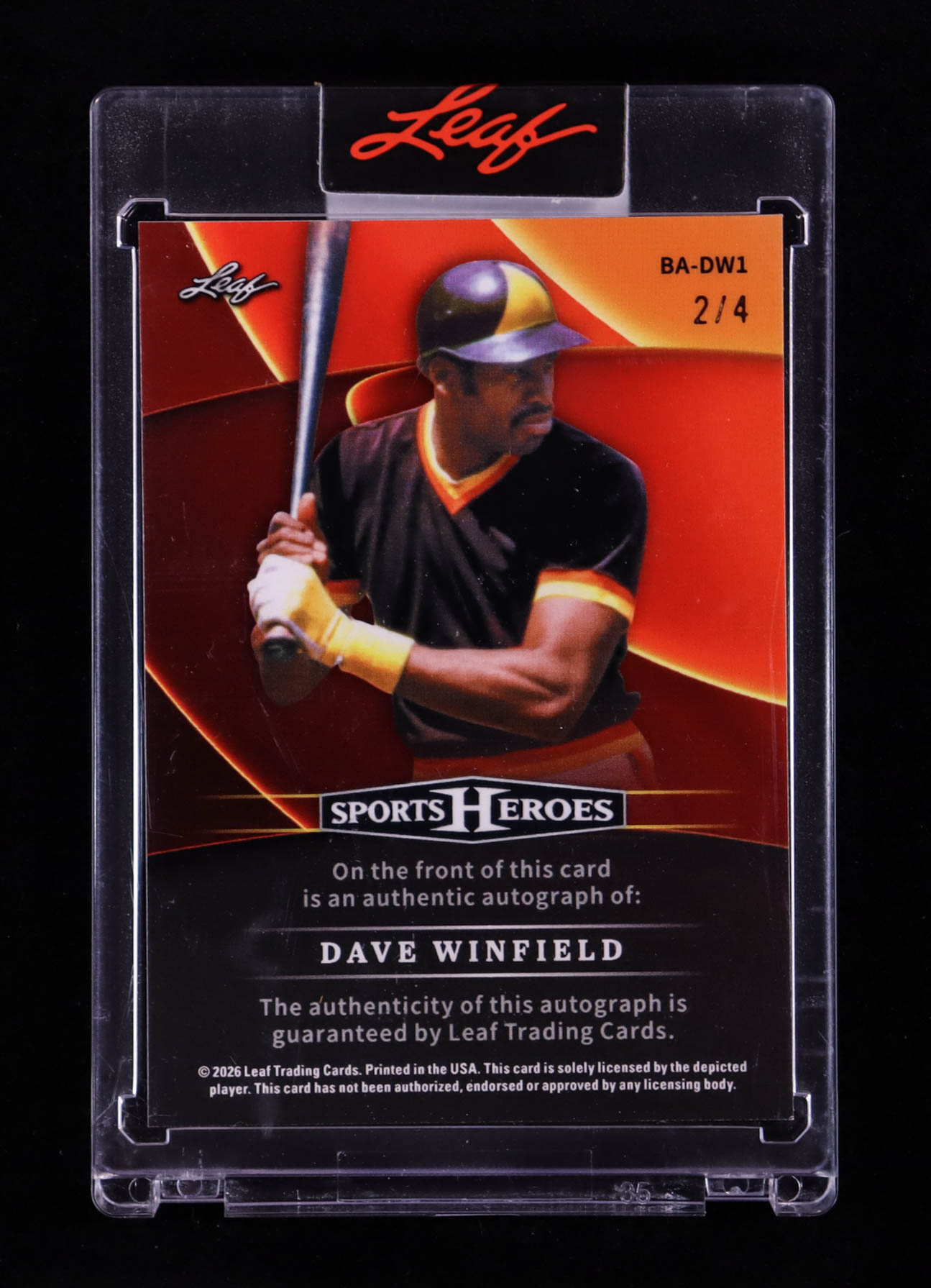Dave Winfield 2026 Leaf Sports Heroes Autographs Prismatic Pink #BADW1 #2/4 at PristineAuction.com Dave Winfield 2026 Leaf Sports Heroes Autographs Prismatic Pink #BADW1 #2/4 at PristineAuction.com