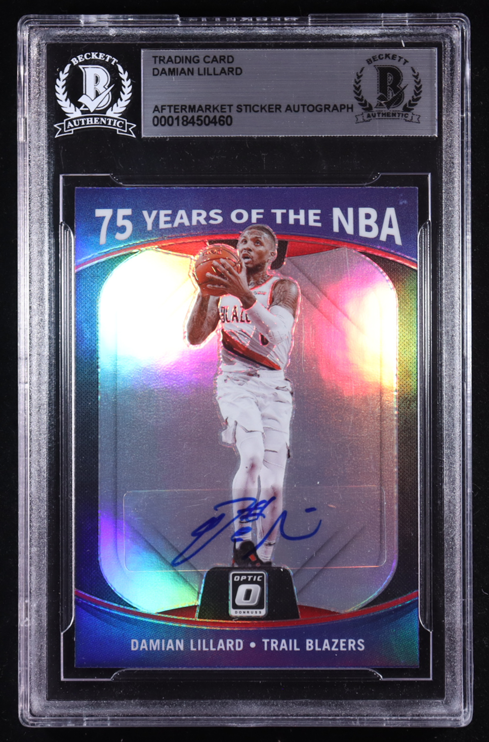 Damian Lillard Signed 2021-22 Optic 75 Years of the NBA Prizms Silver #27 (BGS) at PristineAuction.com Damian Lillard Signed 2021-22 Optic 75 Years of the NBA Prizms Silver #27 (BGS) at PristineAuction.com