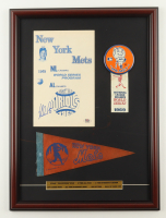 Nolan Ryan Signed Mets Custom Framed 1969 World Series Program Display with Pennant Flag & Lapel Pin with Ribbon (PSA) at PristineAuction.com