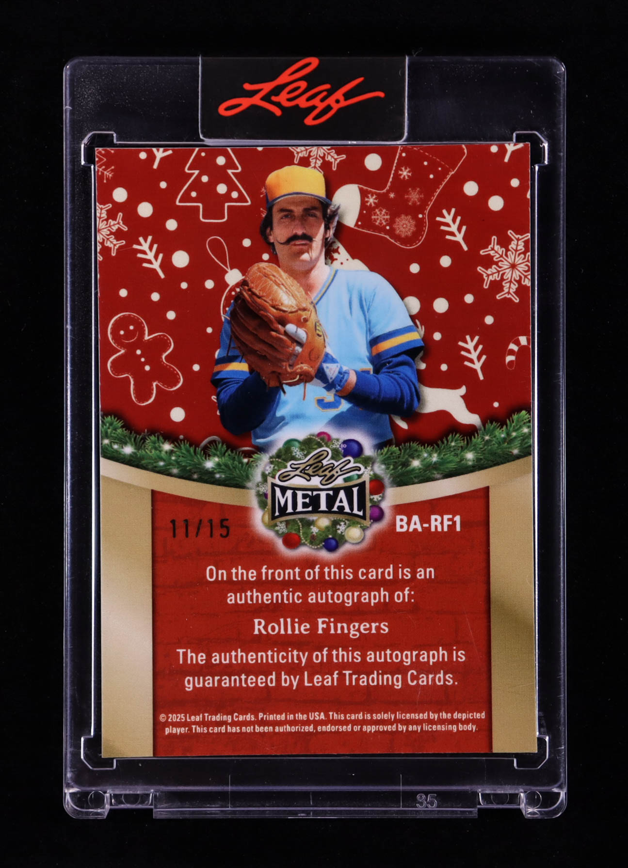 Rollie Fingers 2025 Leaf Metal Happy Holidays Autographs Prismatic Silver #BARF1 #11/15 at PristineAuction.com Rollie Fingers 2025 Leaf Metal Happy Holidays Autographs Prismatic Silver #BARF1 #11/15 at PristineAuction.com