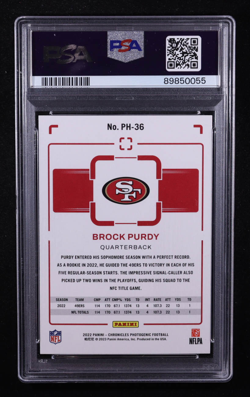 Brock Purdy 2022 Panini Chronicles Photogenic #36 RC (PSA 8) at PristineAuction.com Brock Purdy 2022 Panini Chronicles Photogenic #36 RC (PSA 8) at PristineAuction.com