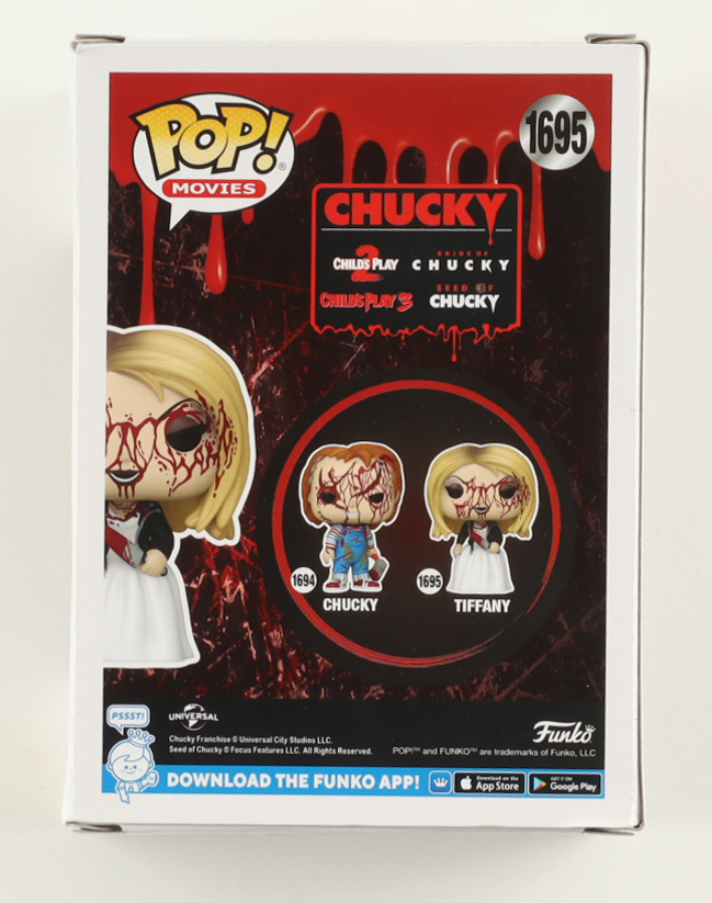 Jennifer Tilly Signed "Bride of Chucky" #1695 Tiffany Funko Pop! Vinyl Figure (AutographCOA) at PristineAuction.com Jennifer Tilly Signed "Bride of Chucky" #1695 Tiffany Funko Pop! Vinyl Figure (AutographCOA) at PristineAuction.com