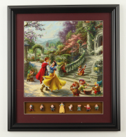 Thomas Kinkade "Snow White & The Seven Dwarfs" Custom Framed Print Display with (8) Vintage 1960 Disney Snow White Figurines at PristineAuction.com