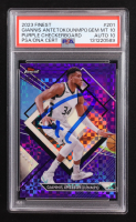 Giannis Antetokounmpo 2023 Topps Finest Purple Checkerboard #201 #36/75 (PSA 10 | Autograph Graded PSA 10) at PristineAuction.com