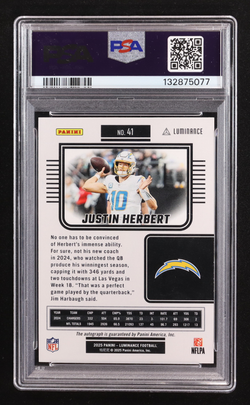 Justin Herbert 2020 Panini Luminance Platinum Autograph #41 #1/1 (PSA 8) at PristineAuction.com Justin Herbert 2020 Panini Luminance Platinum Autograph #41 #1/1 (PSA 8) at PristineAuction.com