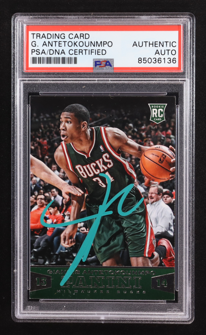 Giannis Antetokounmpo Signed 2013-14 Panini #194 RC (PSA) at PristineAuction.com Giannis Antetokounmpo Signed 2013-14 Panini #194 RC (PSA) at PristineAuction.com
