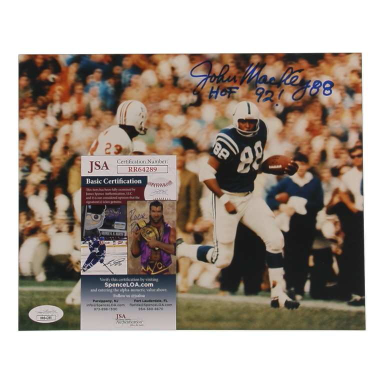 John Mackey Signed Colts 8x10 Photo Inscribed "HOF 92!" (JSA) at PristineAuction.com John Mackey Signed Colts 8x10 Photo Inscribed "HOF 92!" (JSA) at PristineAuction.com