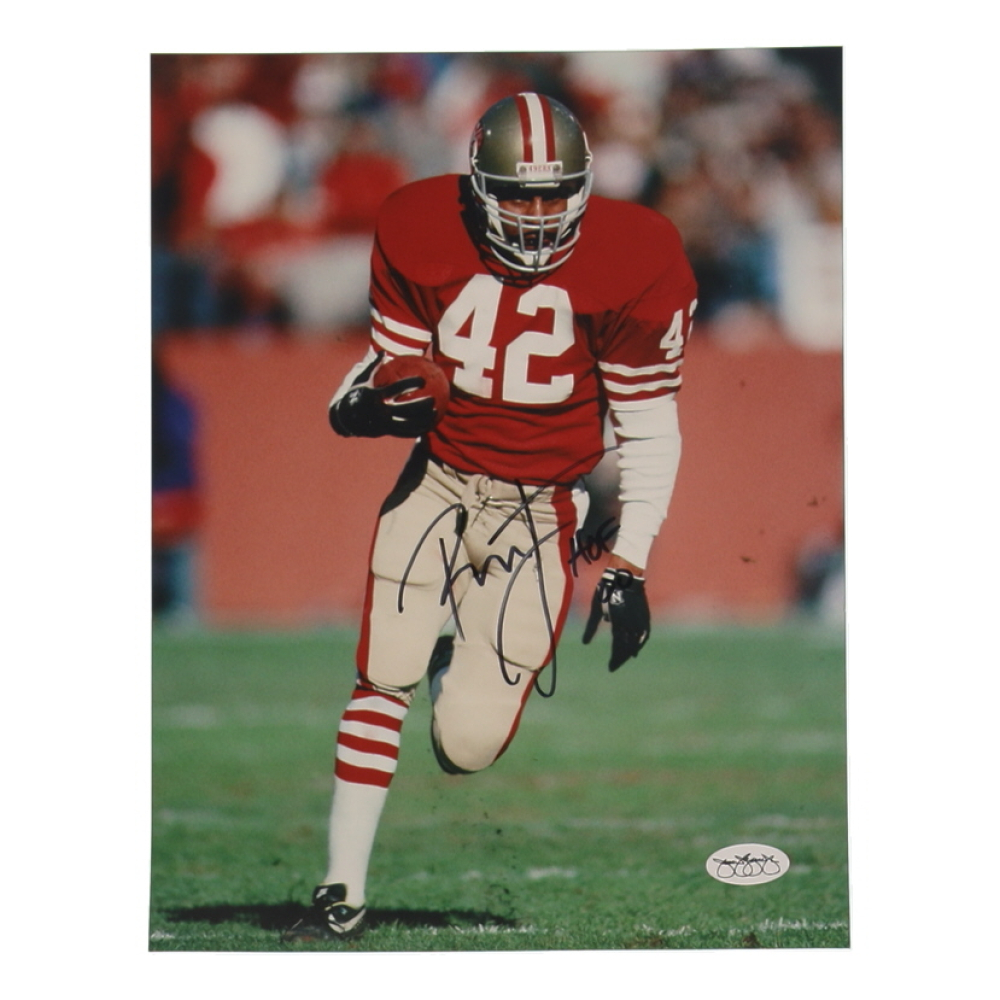Ronnie Lott Signed 49ers 8.5x11 Photo Inscribed "HOF" (JSA) at PristineAuction.com
