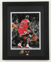 "Michael Jordan vs. Kobe Bryant" Custom Framed Photo Display with Lakers Pin & Bulls Pin at PristineAuction.com