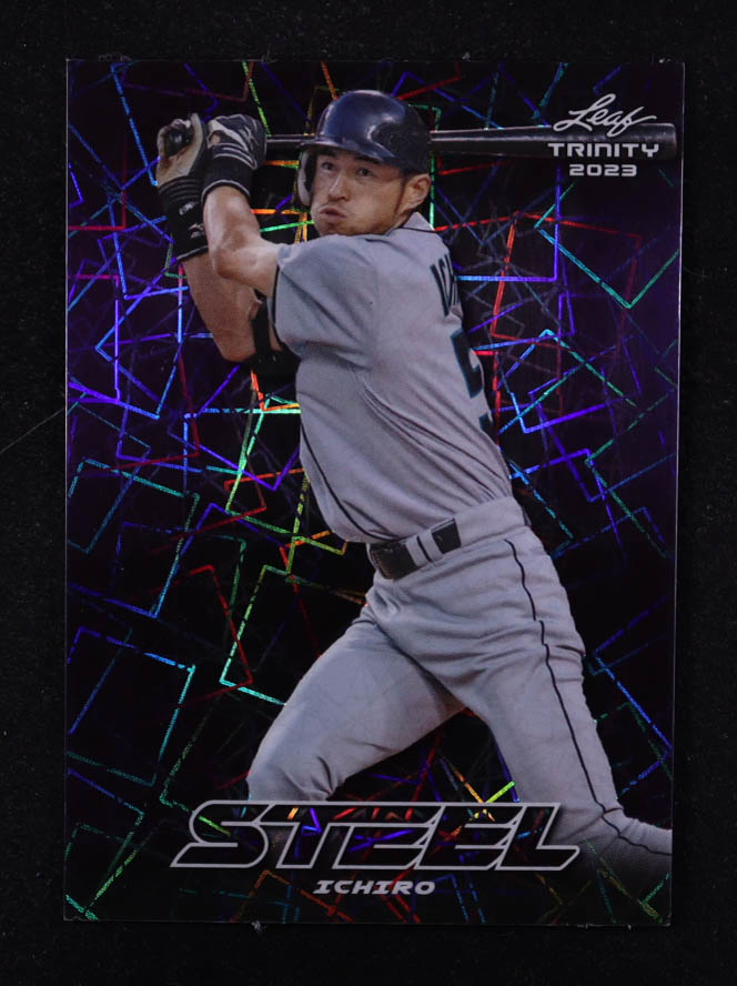 Ichiro Suzuki 2023 Leaf Trinity Steel Purple Lasers Prismatic #S34 #46/49 at PristineAuction.com Ichiro Suzuki 2023 Leaf Trinity Steel Purple Lasers Prismatic #S34 #46/49 at PristineAuction.com