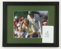 "Jack Nicklaus Lining Up the Putt at The Masters" Custom Framed Photo Display with Masters Tournament Scorecard at PristineAuction.com