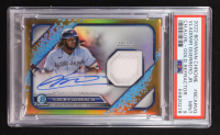 Vladimir Guerrero Jr. 2022 Bowman Chrome Gold Relics Refractor Auto #395 #10/50 (PSA 9) at PristineAuction.com