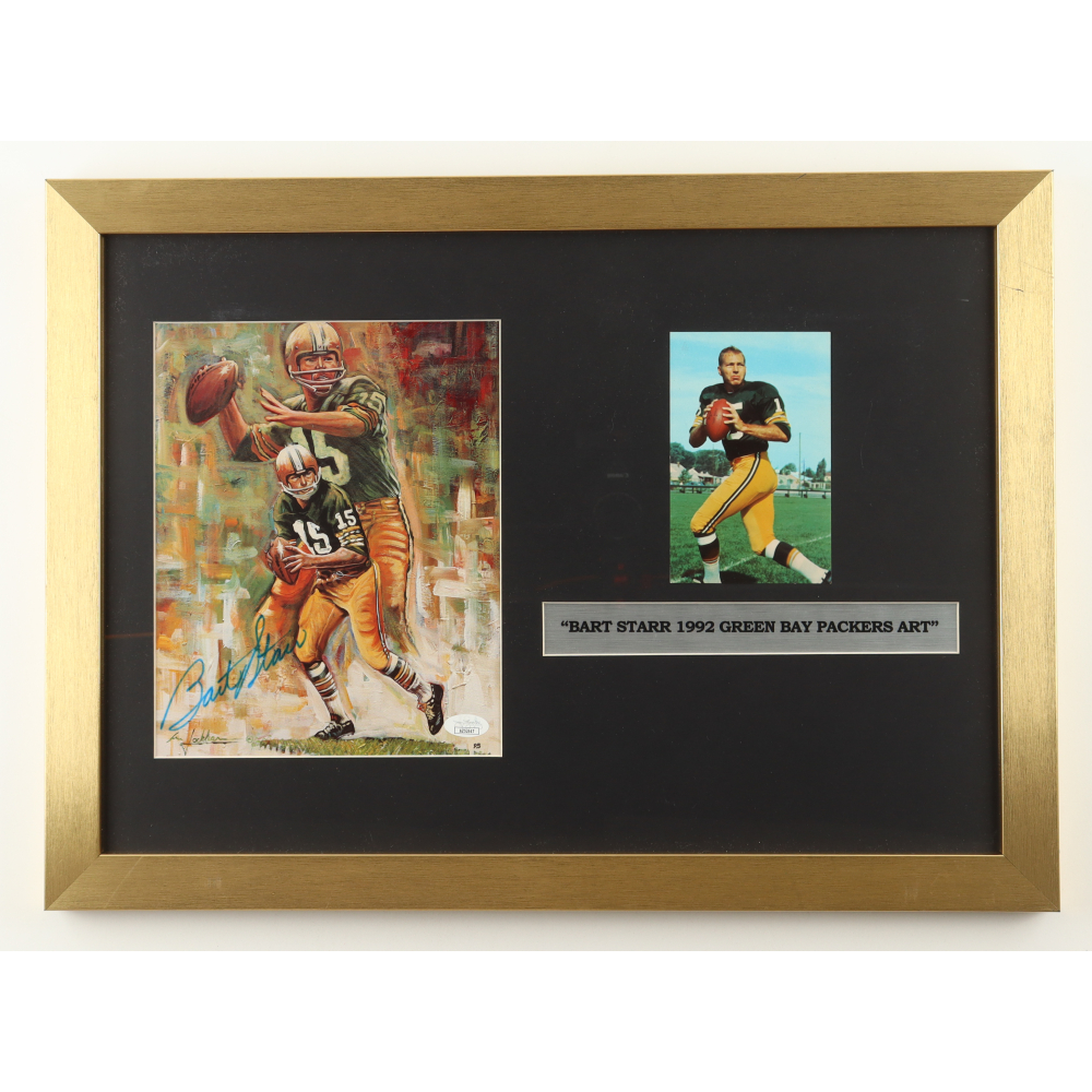 Bart Starr Signed Packers Custom Framed Art Print Display (JSA) at PristineAuction.com