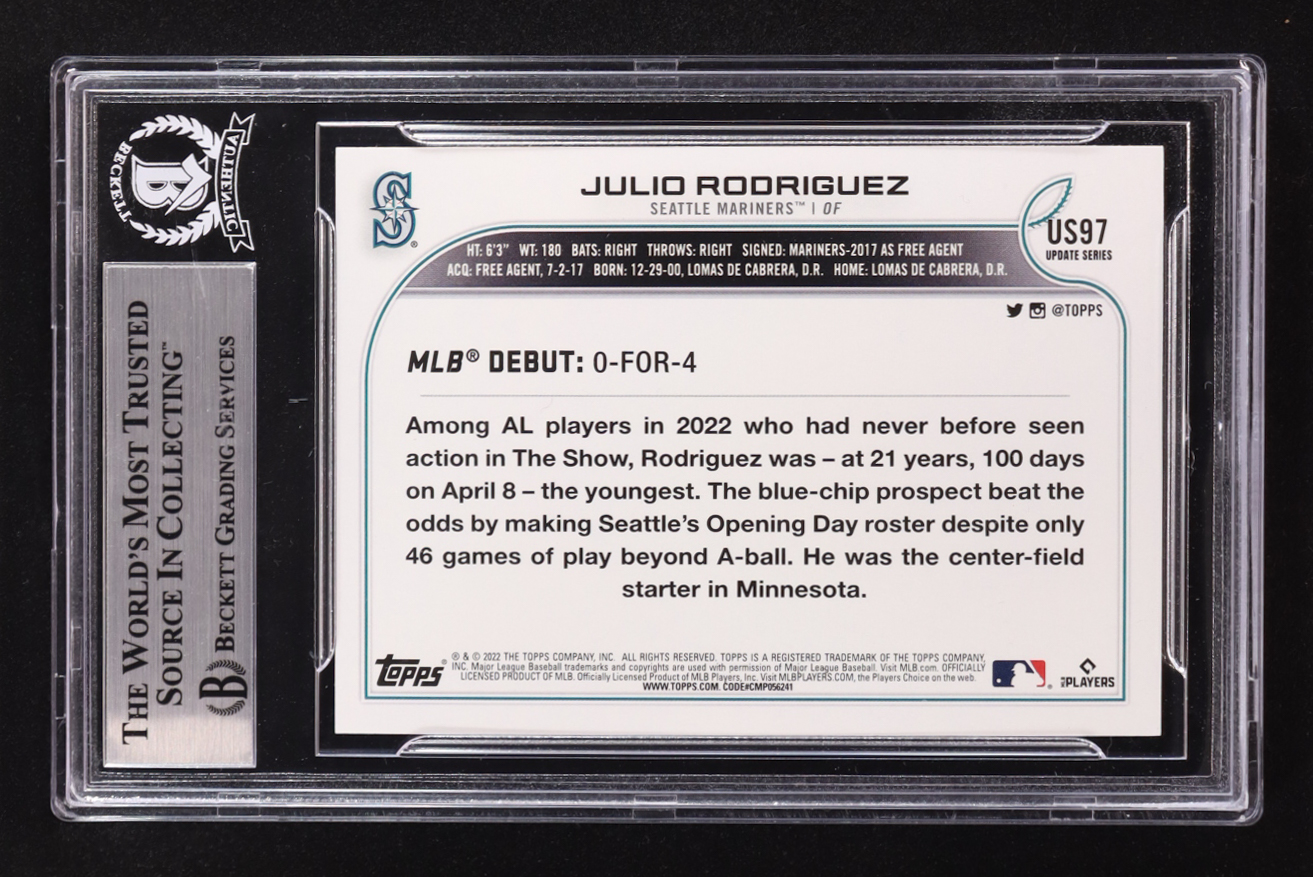 Julio Rodriguez Signed 2022 Topps Update Series #US97 RC (BGS) at PristineAuction.com Julio Rodriguez Signed 2022 Topps Update Series #US97 RC (BGS) at PristineAuction.com