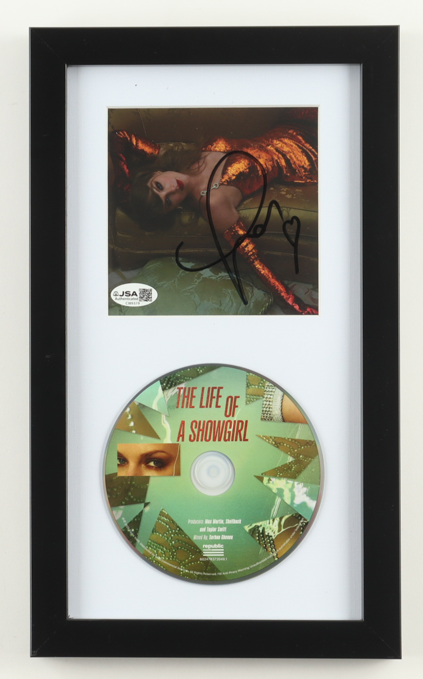 Taylor Swift Signed "The Life of a Showgirl" Custom Framed CD Insert Display (JSA) at PristineAuction.com Taylor Swift Signed "The Life of a Showgirl" Custom Framed CD Insert Display (JSA) at PristineAuction.com