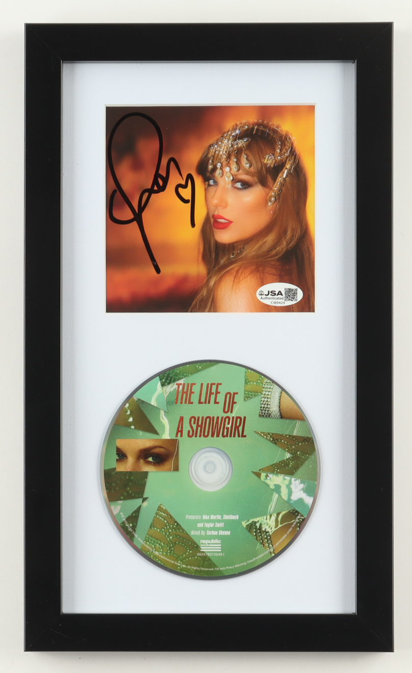 Taylor Swift Signed "The Life of a Showgirl" Custom Framed CD Insert Display (JSA) at PristineAuction.com Taylor Swift Signed "The Life of a Showgirl" Custom Framed CD Insert Display (JSA) at PristineAuction.com
