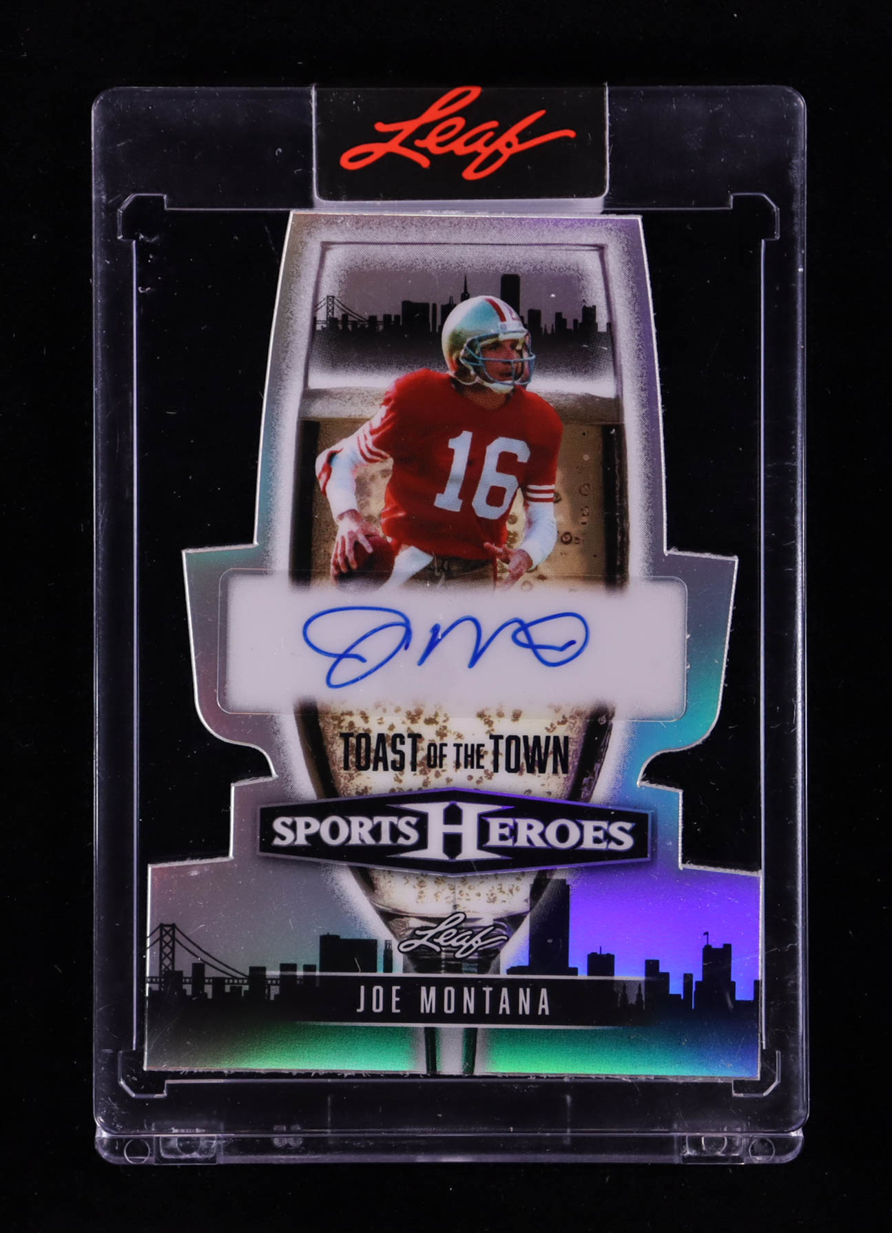 Joe Montana 2026 Leaf Sports Heroes Toast of the Town Autographs Prismatic Silver #TTJM1 #8/9 at PristineAuction.com Joe Montana 2026 Leaf Sports Heroes Toast of the Town Autographs Prismatic Silver #TTJM1 #8/9 at PristineAuction.com