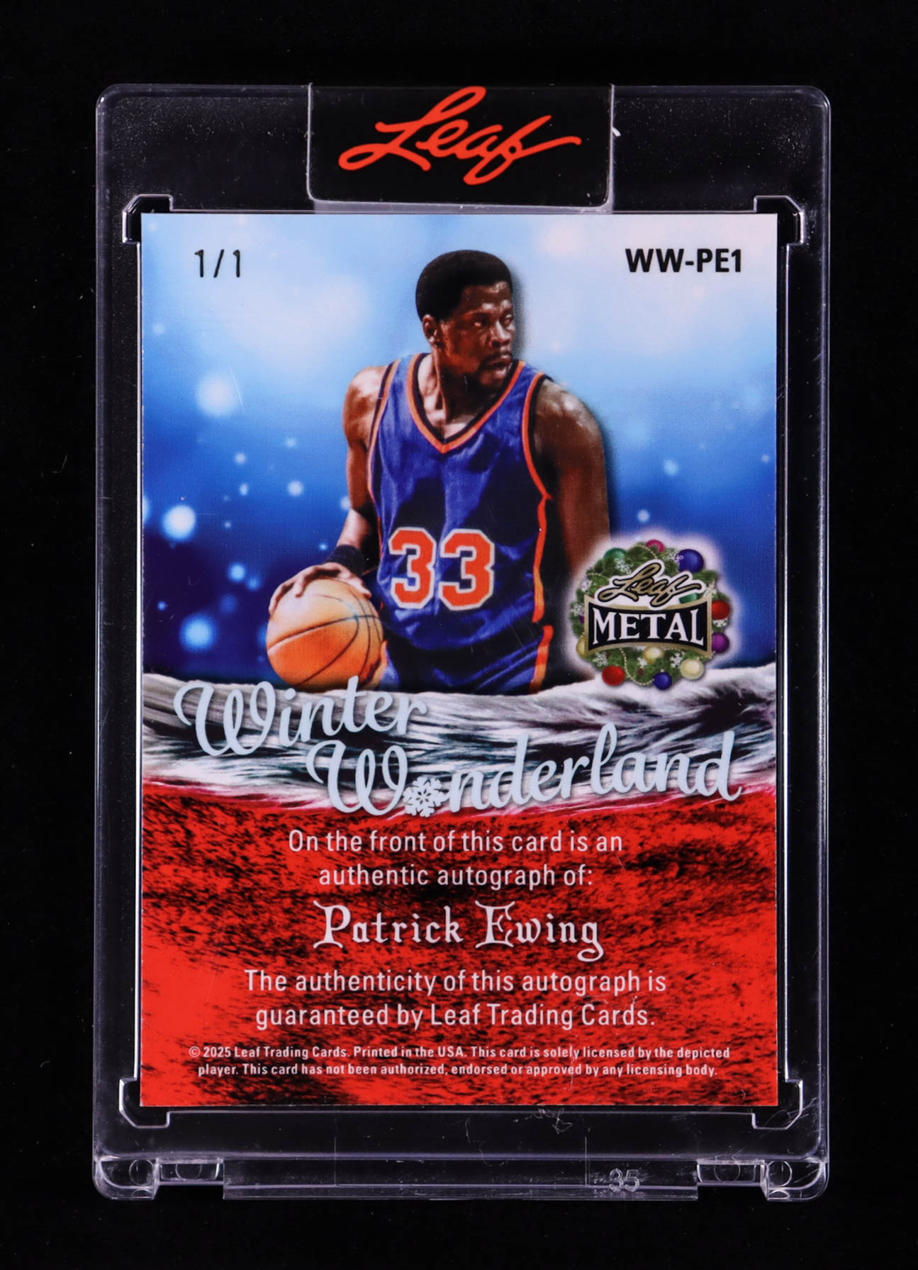 Patrick Ewing 2025 Leaf Metal Winter Wonderland Autographs Super Prismatic #WWPE1 #1/1 at PristineAuction.com Patrick Ewing 2025 Leaf Metal Winter Wonderland Autographs Super Prismatic #WWPE1 #1/1 at PristineAuction.com