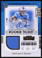 Amon-Ra St. Brown 2021 Panini Contenders Rookie Ticket Swatch Autographs #31 RC at PristineAuction.com