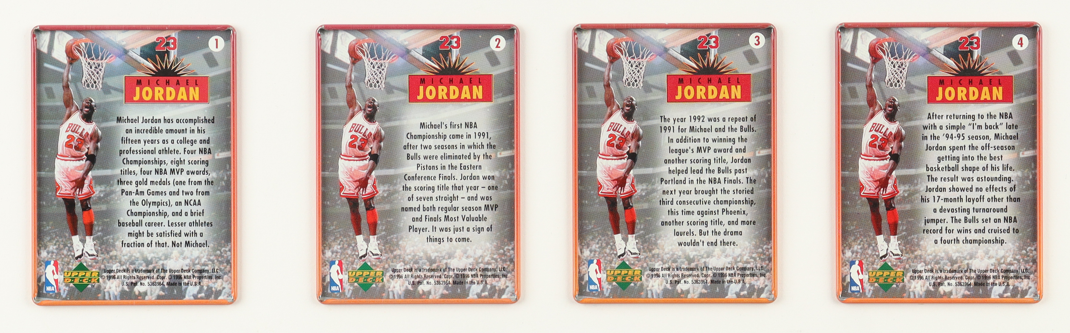 Michael Jordan 1996 Upper Deck All-Metal Collector's Tin With (4) Cards at PristineAuction.com Michael Jordan 1996 Upper Deck All-Metal Collector's Tin With (4) Cards at PristineAuction.com