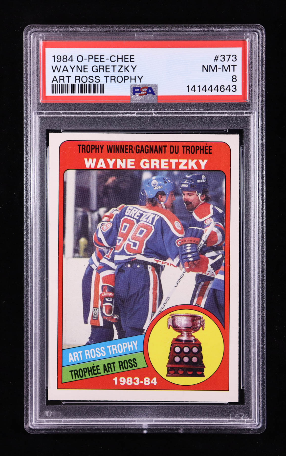 Wayne Gretzky 1984-85 O-Pee-Chee #373 Ross (PSA 8) at PristineAuction.com Wayne Gretzky 1984-85 O-Pee-Chee #373 Ross (PSA 8) at PristineAuction.com