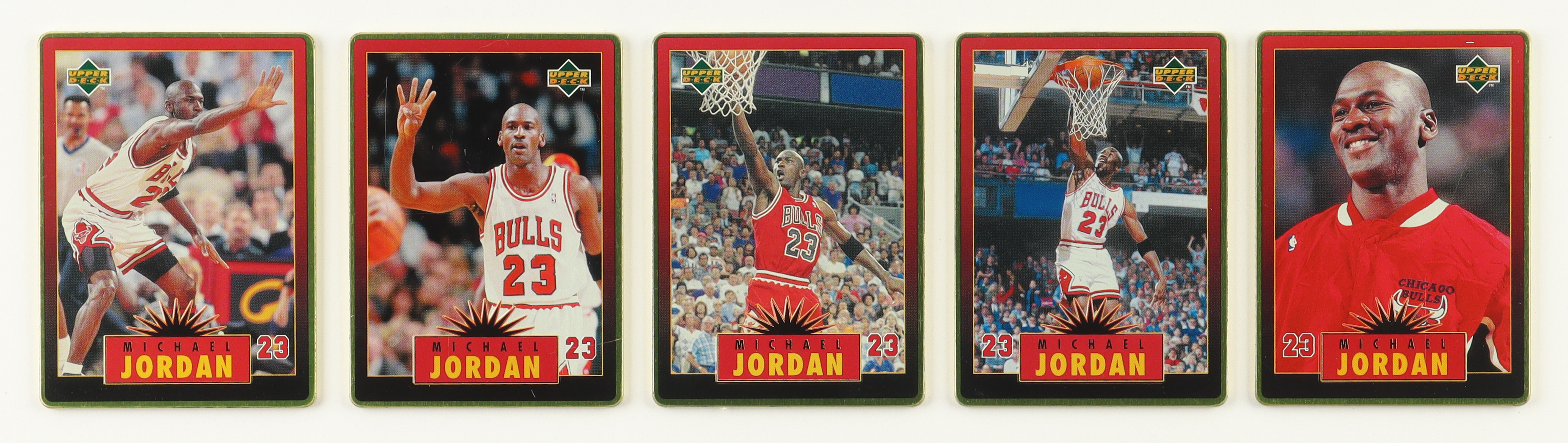 Michael Jordan 1996 Upper Deck All-Metal Collectors Tin of (5) Basketball Cards at PristineAuction.com Michael Jordan 1996 Upper Deck All-Metal Collectors Tin of (5) Basketball Cards at PristineAuction.com