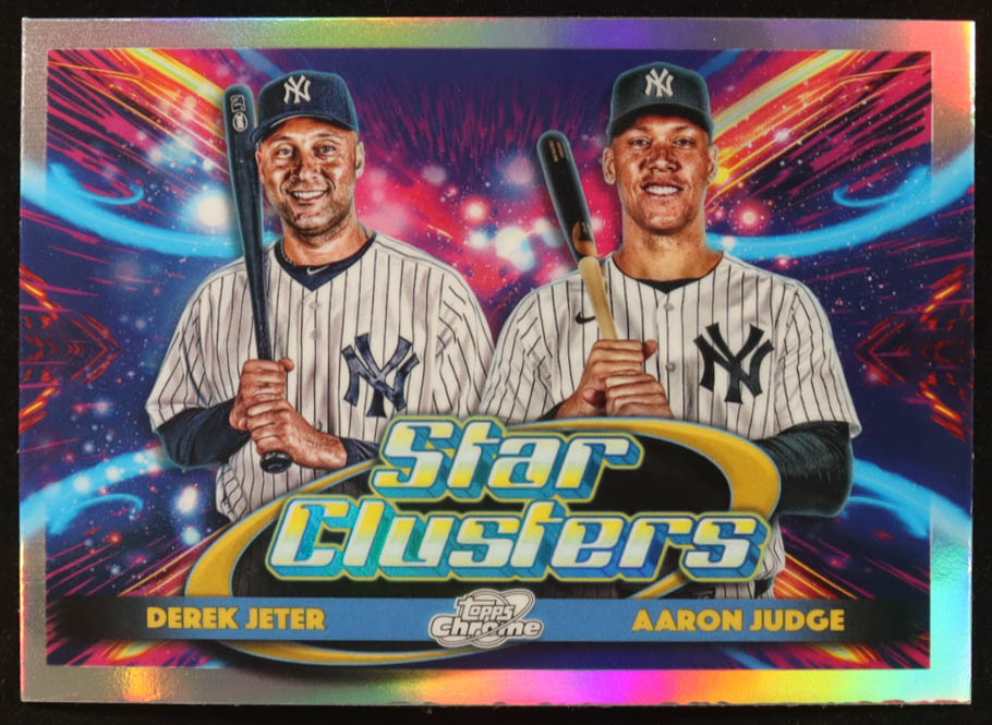 Derek Jeter / Aaron Judge 2025 Topps Cosmic Chrome Dual Star Clusters #DSC1 at PristineAuction.com Derek Jeter / Aaron Judge 2025 Topps Cosmic Chrome Dual Star Clusters #DSC1 at PristineAuction.com