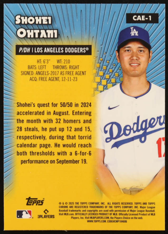Shohei Ohtani 2025 Topps Chrome All Etch #CAE1 at PristineAuction.com Shohei Ohtani 2025 Topps Chrome All Etch #CAE1 at PristineAuction.com