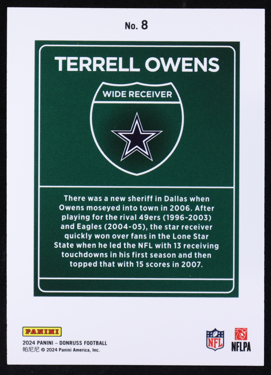 Terrell Owens 2024 Donruss Downtown #8 at PristineAuction.com Terrell Owens 2024 Donruss Downtown #8 at PristineAuction.com