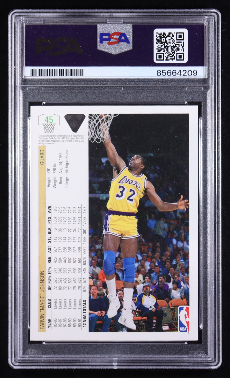 Magic Johnson Signed 1991-92 Upper Deck #45 (PSA) at PristineAuction.com Magic Johnson Signed 1991-92 Upper Deck #45 (PSA) at PristineAuction.com