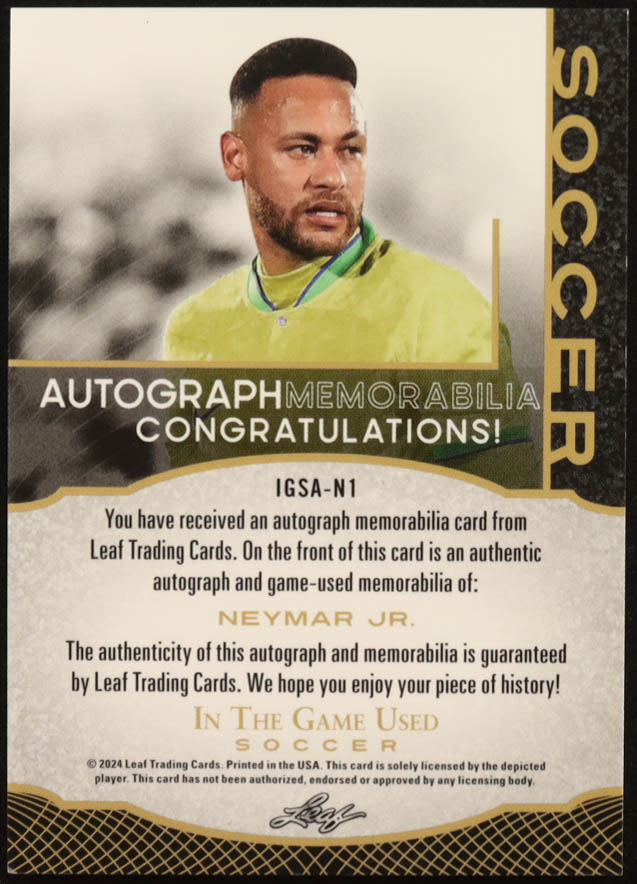 Neymar Jr. 2024 ITG Used Soccer Autograph Memorabilia Crystal Rainbow #IGSAN1 #2/15 at PristineAuction.com Neymar Jr. 2024 ITG Used Soccer Autograph Memorabilia Crystal Rainbow #IGSAN1 #2/15 at PristineAuction.com
