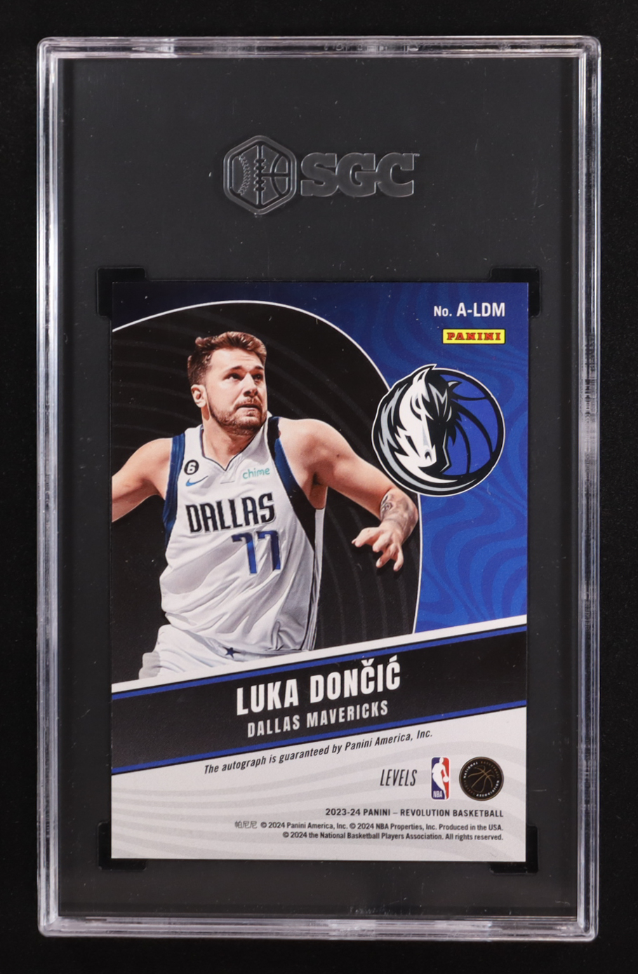 Luka Doncic 2023-24 Panini Revolution Levels Autographed #A-LDM (SGC 9.5 | Autograph Graded SGC 10) at PristineAuction.com Luka Doncic 2023-24 Panini Revolution Levels Autographed #A-LDM (SGC 9.5 | Autograph Graded SGC 10) at PristineAuction.com