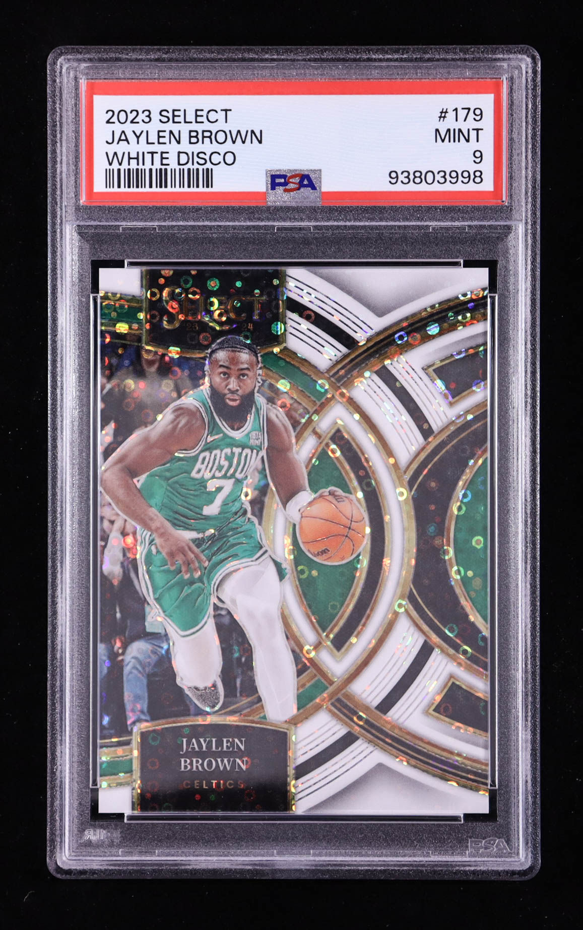 Jaylen Brown 2023-24 Select Prizms White Disco #179 #27/75 (PSA 9) at PristineAuction.com Jaylen Brown 2023-24 Select Prizms White Disco #179 #27/75 (PSA 9) at PristineAuction.com
