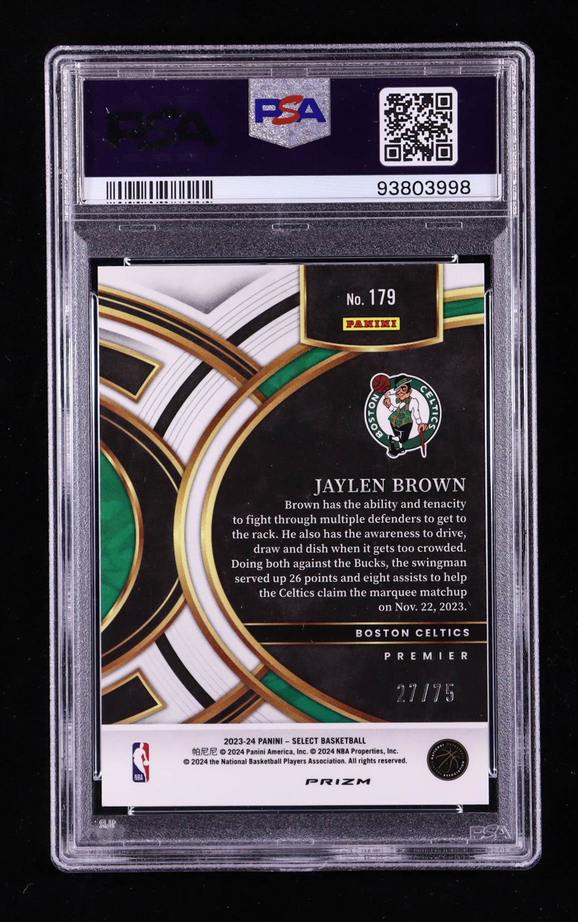 Jaylen Brown 2023-24 Select Prizms White Disco #179 #27/75 (PSA 9) at PristineAuction.com Jaylen Brown 2023-24 Select Prizms White Disco #179 #27/75 (PSA 9) at PristineAuction.com