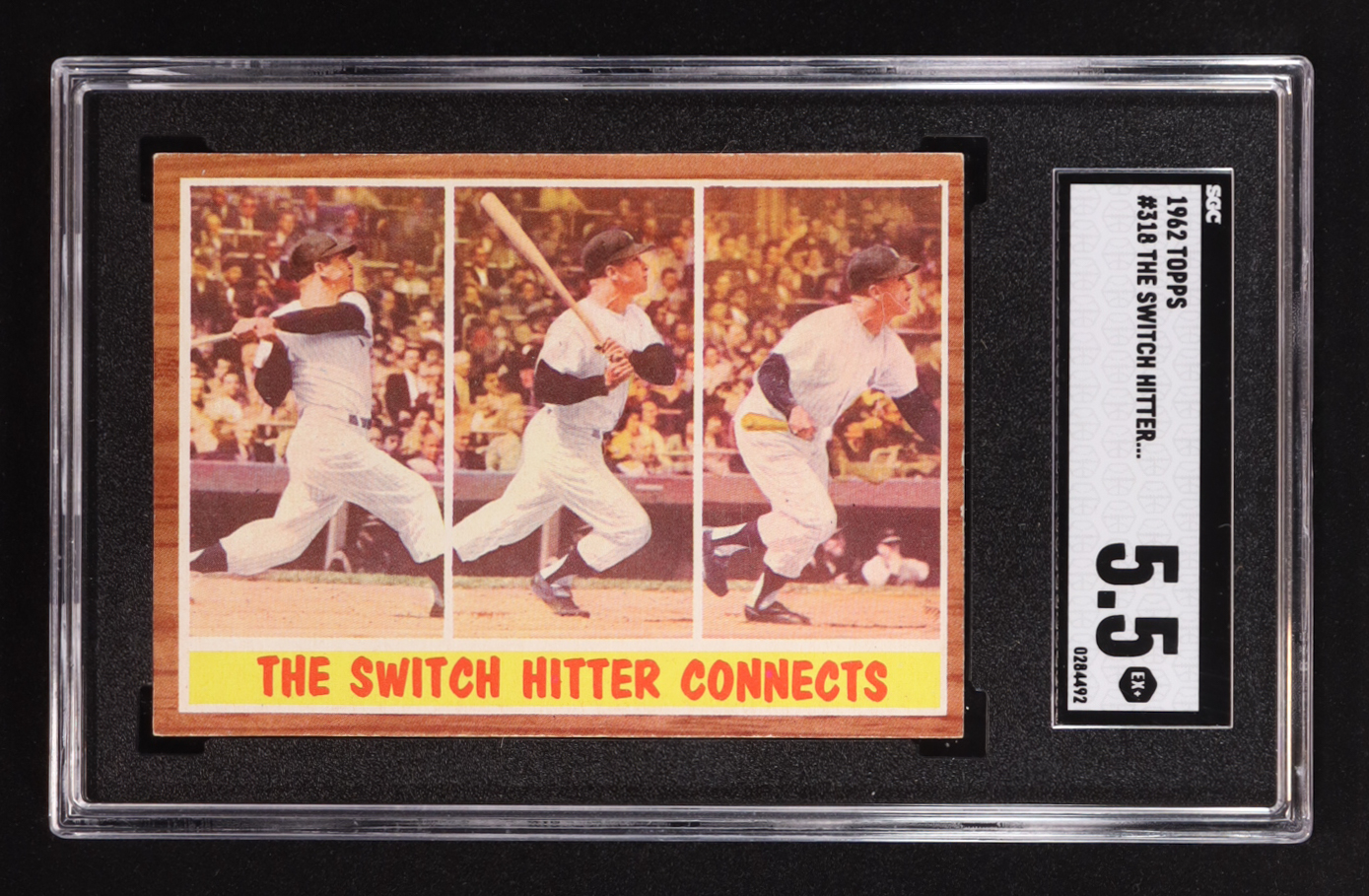 Mickey Mantle 1962 Topps The Switch Hitter Connects #318 (SGC 5.5) at PristineAuction.com Mickey Mantle 1962 Topps The Switch Hitter Connects #318 (SGC 5.5) at PristineAuction.com