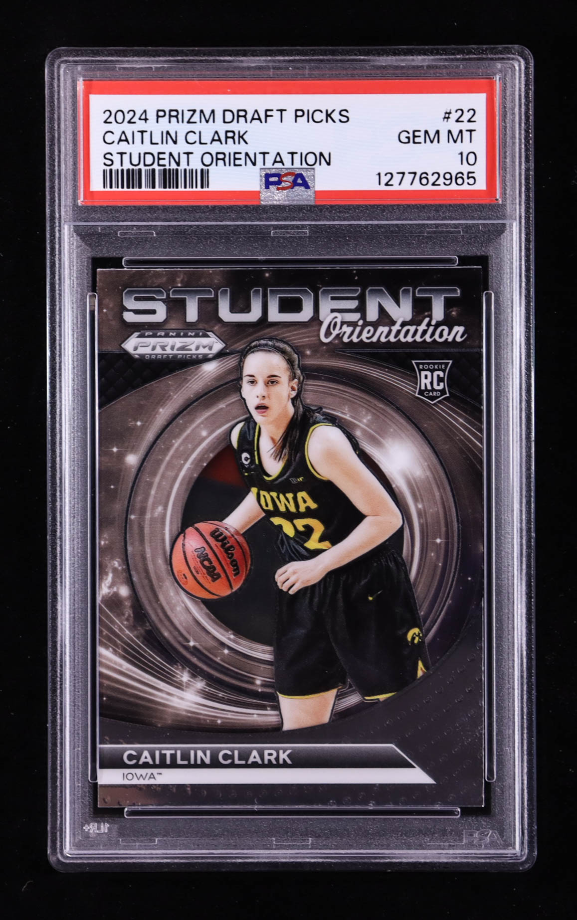 Caitlin Clark 2024-25 Panini Prizm Draft Picks Student Orientation #22 RC (PSA 10) at PristineAuction.com Caitlin Clark 2024-25 Panini Prizm Draft Picks Student Orientation #22 RC (PSA 10) at PristineAuction.com