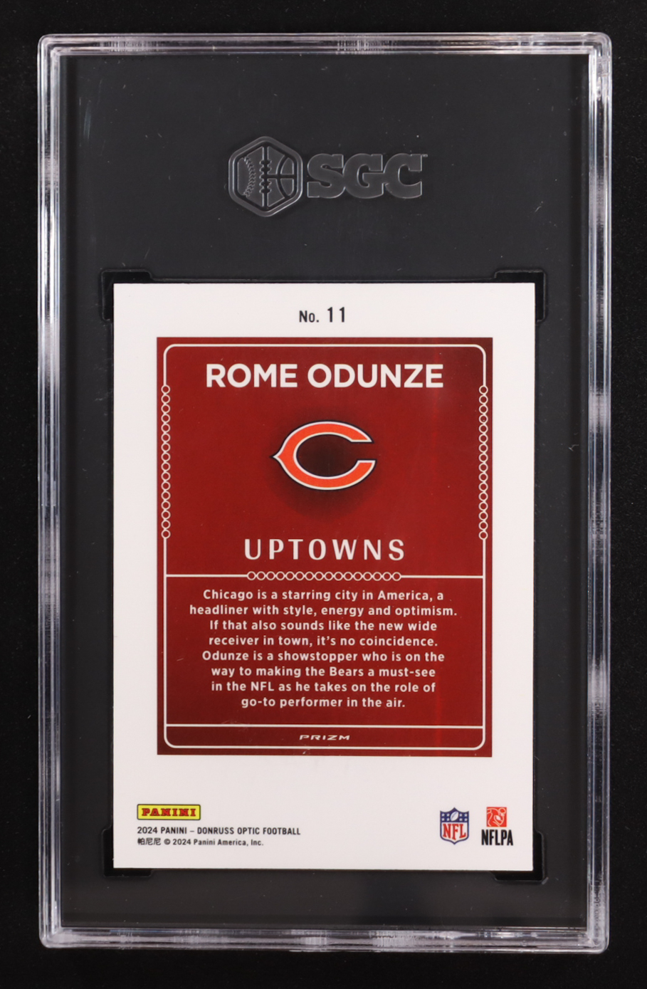 Rome Odunze 2024 Panini Donruss Optic Uptowns #11 RC (SGC 9) at PristineAuction.com Rome Odunze 2024 Panini Donruss Optic Uptowns #11 RC (SGC 9) at PristineAuction.com