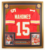 Patrick Mahomes Custom Framed Jersey Display with Stat Plaque & (2) Super Bowl Pins at PristineAuction.com