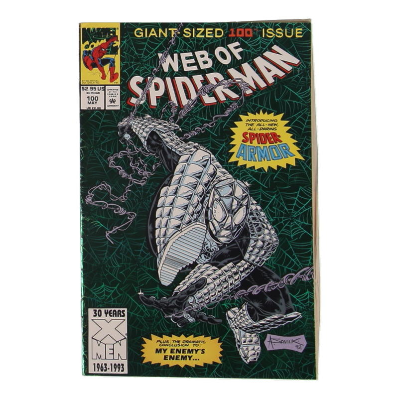 1993 "Web of Spider-Man" Issue #100 Giant-Size Green Cover Marvel Comic Book at PristineAuction.com 1993 "Web of Spider-Man" Issue #100 Giant-Size Green Cover Marvel Comic Book at PristineAuction.com