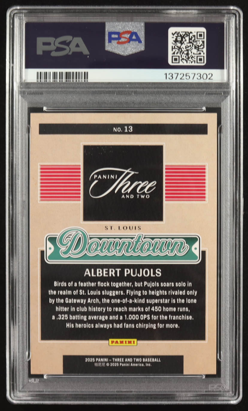 Albert Pujols 2025 Panini Three and Two Downtown #13 (PSA 10) at PristineAuction.com Albert Pujols 2025 Panini Three and Two Downtown #13 (PSA 10) at PristineAuction.com