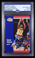 Magic Johnson Signed 1991-92 Fleer #100 (PSA) at PristineAuction.com
