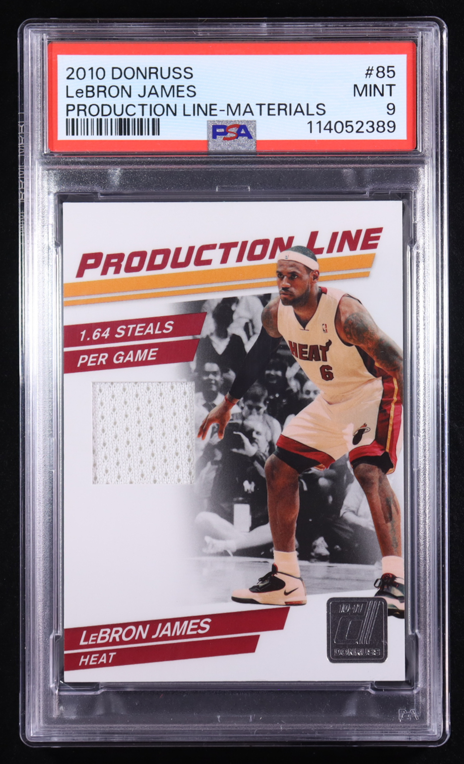 LeBron James 2010-11 Donruss Production Line Materials #85 #094/399 (PSA 9) at PristineAuction.com LeBron James 2010-11 Donruss Production Line Materials #85 #094/399 (PSA 9) at PristineAuction.com
