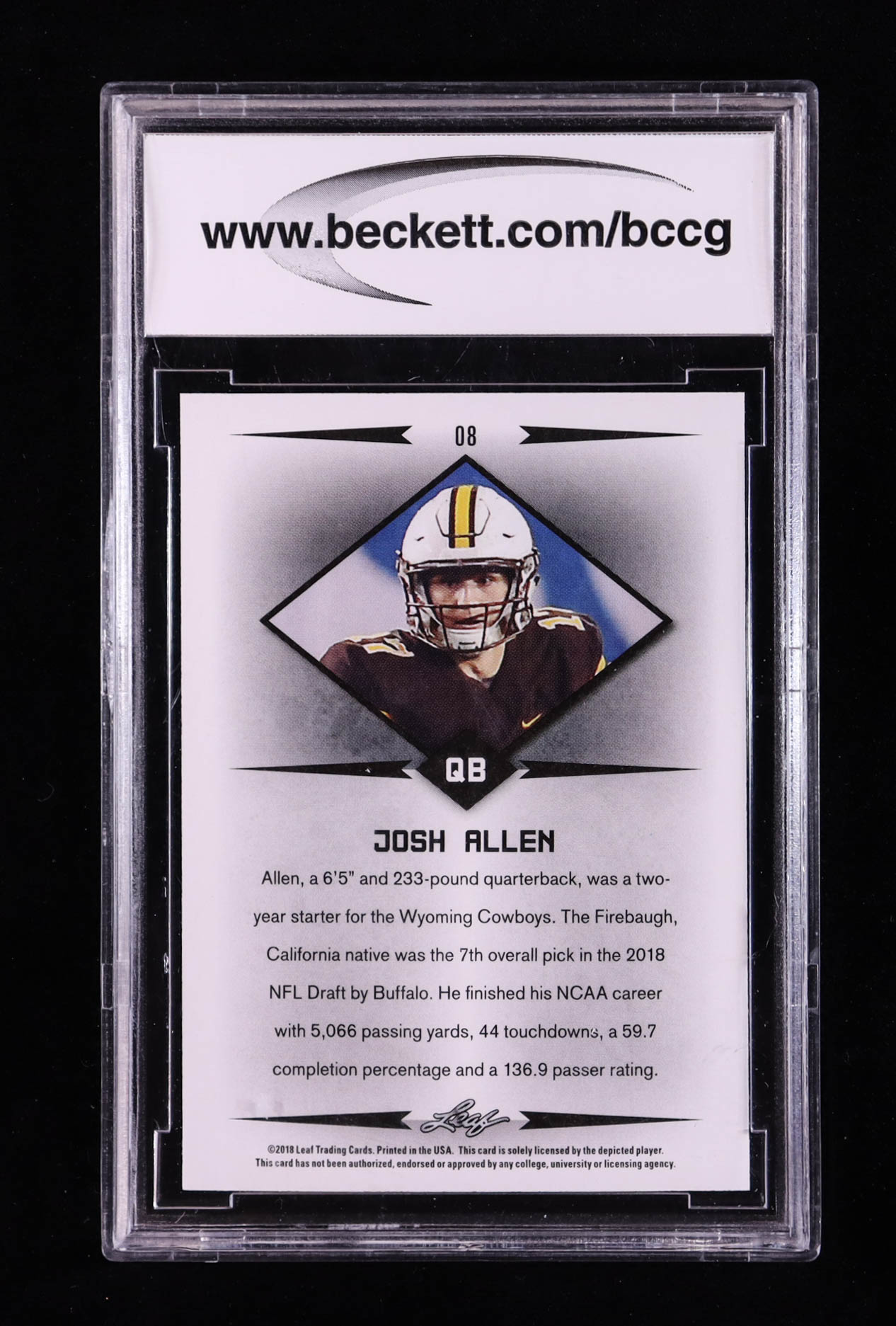 Josh Allen 2018 Leaf Rookie Star #08 RC (BCCG 10) at PristineAuction.com Josh Allen 2018 Leaf Rookie Star #08 RC (BCCG 10) at PristineAuction.com