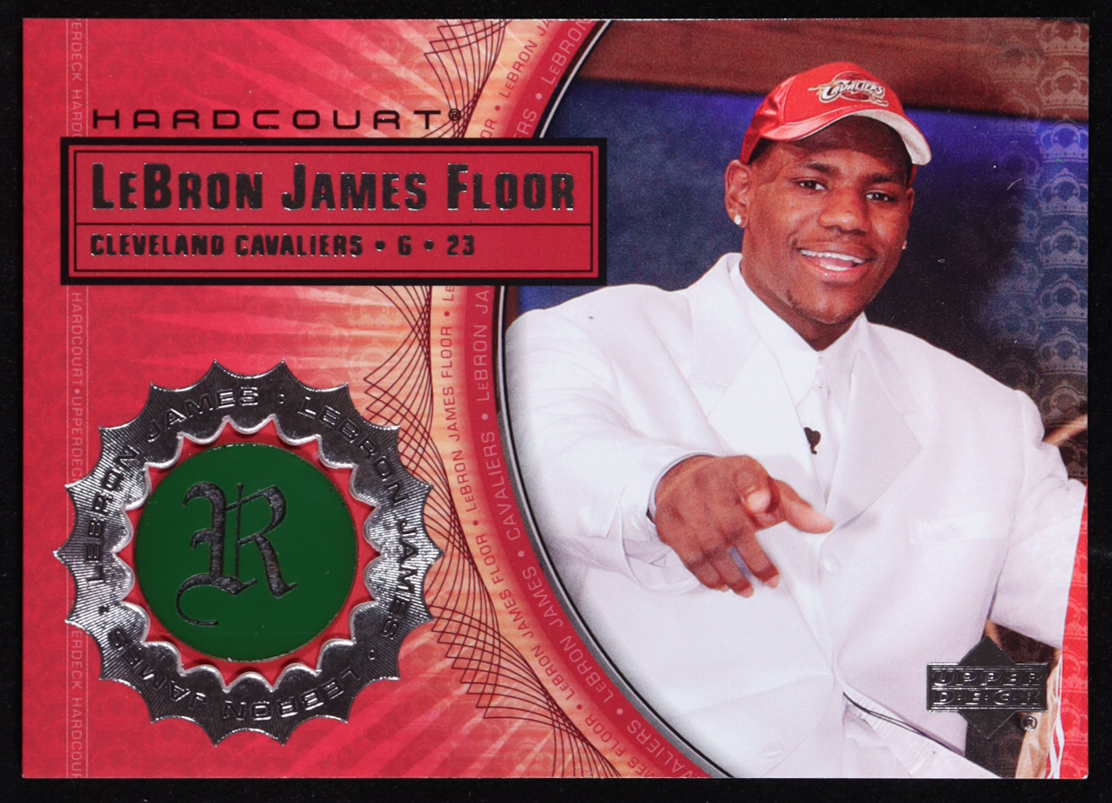 LeBron James 2003-04 Upper Deck Hardcourt LeBron James Floor #LB4 RC / White Suit Red Hat at PristineAuction.com LeBron James 2003-04 Upper Deck Hardcourt LeBron James Floor #LB4 RC / White Suit Red Hat at PristineAuction.com