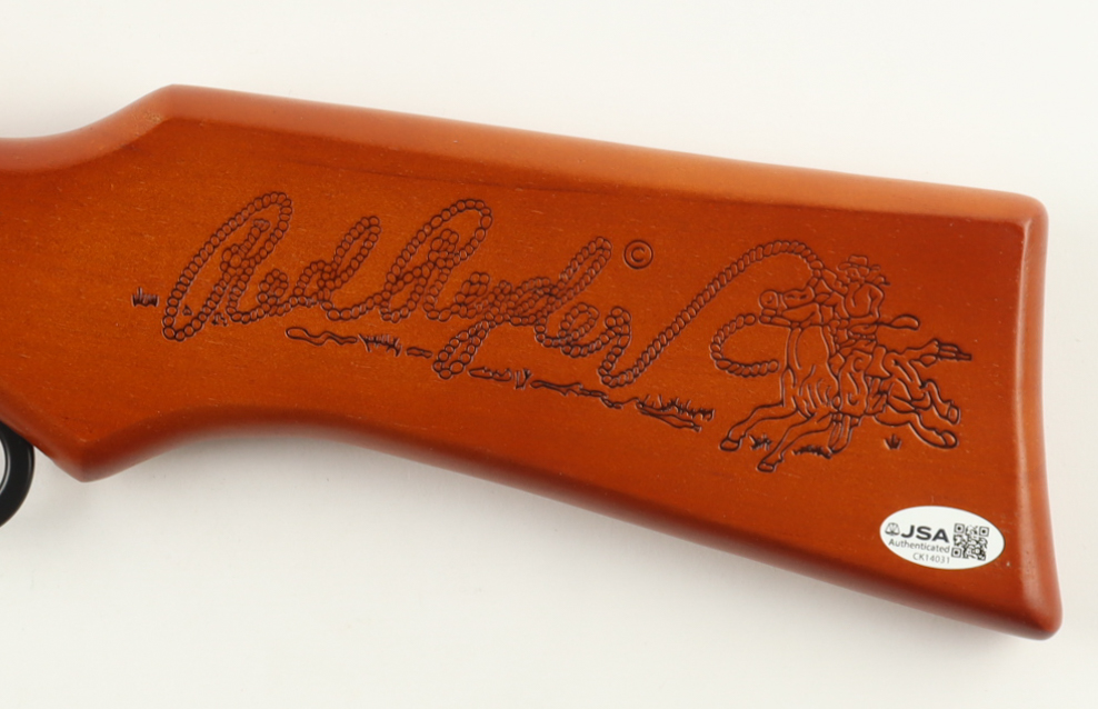 Peter Billingsley Signed "A Christmas Story" Daisy Red Ryder BB Gun Inscribed "Ralphie" & "Don't Shoot Your Eye Out" (JSA) at PristineAuction.com Peter Billingsley Signed "A Christmas Story" Daisy Red Ryder BB Gun Inscribed "Ralphie" & "Don't Shoot Your Eye Out" (JSA) at PristineAuction.com