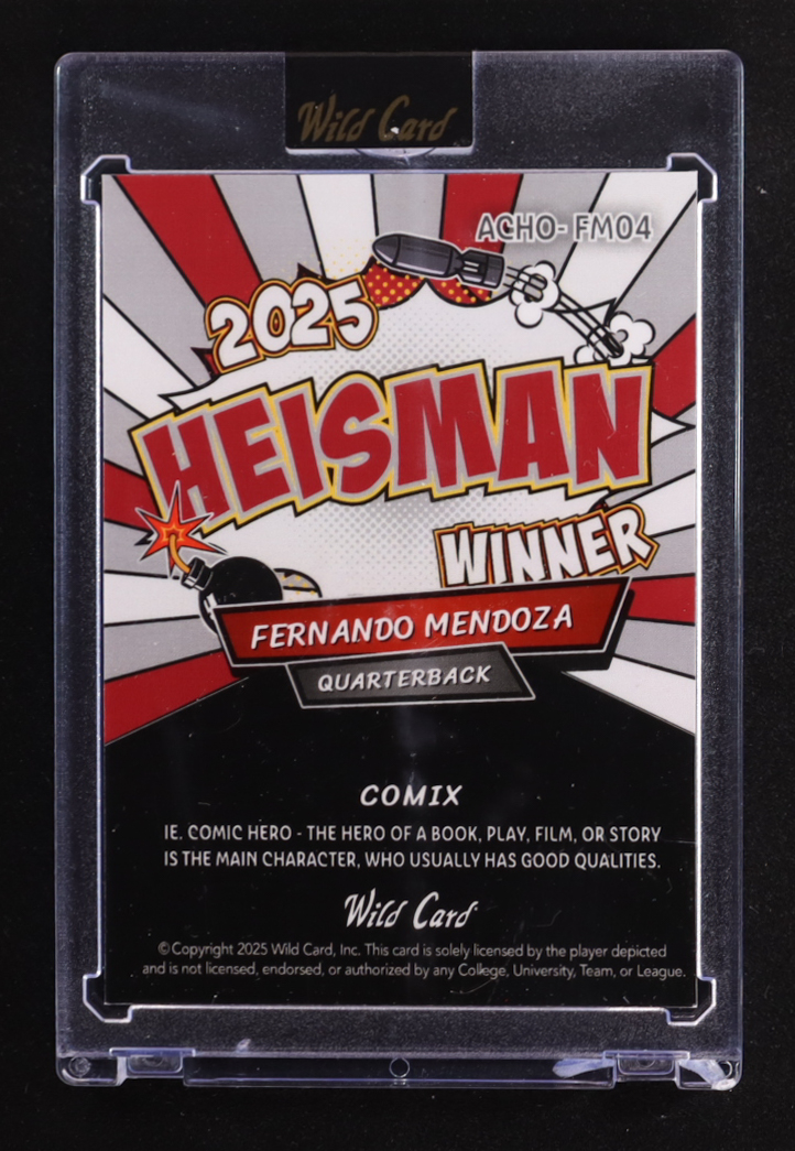 Fernando Mendoza 2025 Wild Card Comix Heisman Winner #ACHO-FM04 RC #3/4 at PristineAuction.com Fernando Mendoza 2025 Wild Card Comix Heisman Winner #ACHO-FM04 RC #3/4 at PristineAuction.com