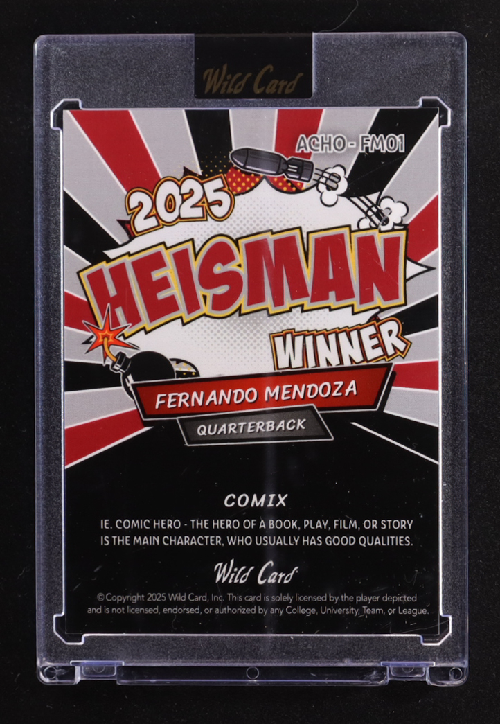 Fernando Mendoza 2025 Wild Card Comix Heisman Winner #ACHO-FM01 RC #3/3 at PristineAuction.com Fernando Mendoza 2025 Wild Card Comix Heisman Winner #ACHO-FM01 RC #3/3 at PristineAuction.com