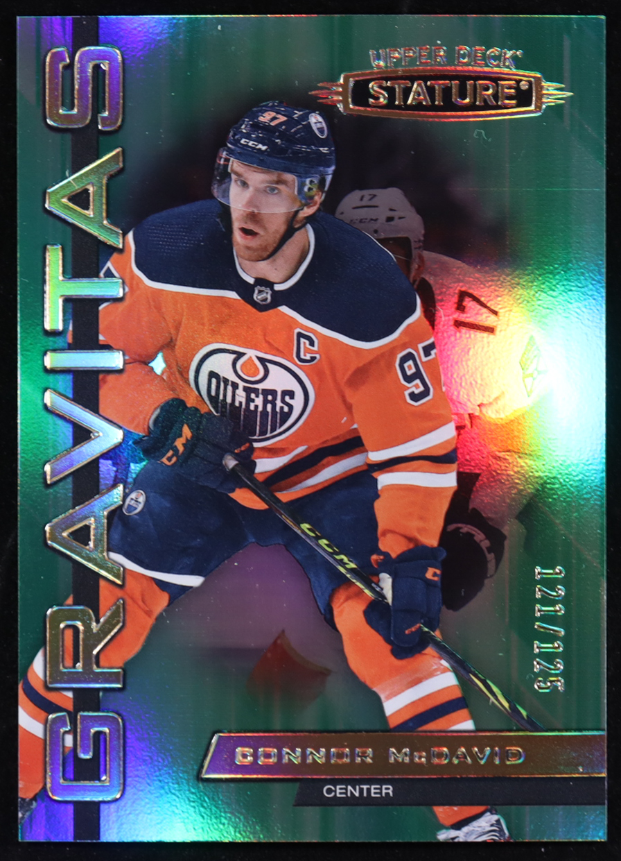 Connor McDavid 2021-22 Upper Deck Stature Gravitas Green #G6 #121/125 at PristineAuction.com Connor McDavid 2021-22 Upper Deck Stature Gravitas Green #G6 #121/125 at PristineAuction.com